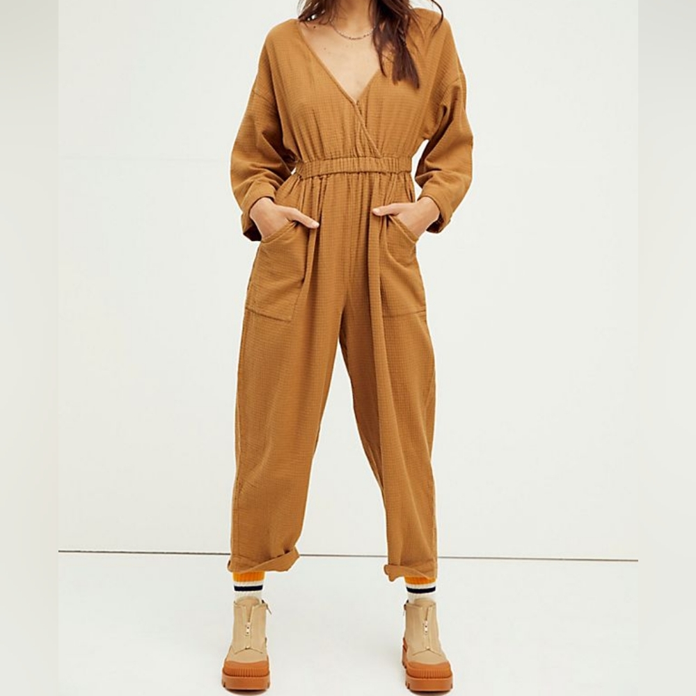 Free People Simply The Best one piece waffle knit textured jumpsuit